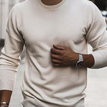Load image into Gallery viewer, Pure Cotton Casual Solid Color Round Neck Long Sleeve Sweater

