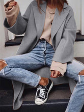 Load image into Gallery viewer, Loose Casual Solid Color Lapel Long Coat

