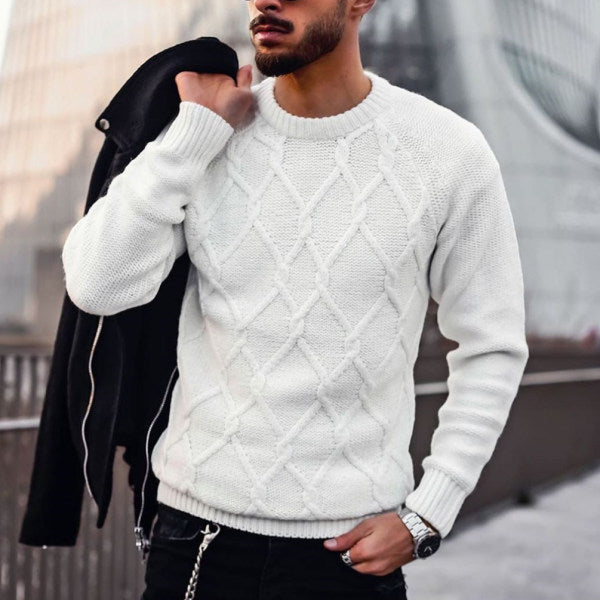 Men'S Fashion Casual Solid Color Long Sleeve Sweater