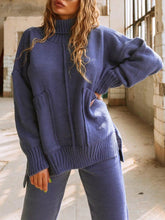 Load image into Gallery viewer, Turtleneck Wool Knitted Two Piece Suit  
