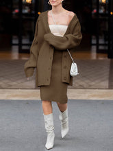 Load image into Gallery viewer, Fashion Casual Knitted Cardigan Skirt Two-piece Set
