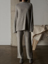 Load image into Gallery viewer, Fashion Knitted Small High Collar Solid Color Casual Ladies Two-piece Suit
