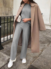 Load image into Gallery viewer, Fashion Casual Round Neck Pure Color Two-piece Suit
