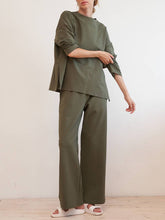 Load image into Gallery viewer, Casual Simple Loose Round Neck Long Sleeve Top Pants Set
