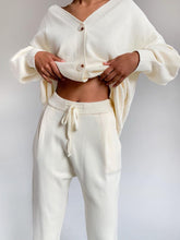Load image into Gallery viewer, Casual Solid Color Cardigan Knitted Two-piece Suit
