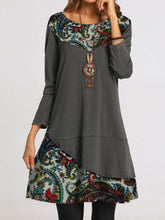 Load image into Gallery viewer, Retro Casual Loose Round Neck Floral Long Sleeve Dress
