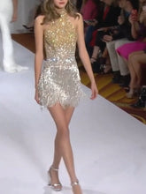 Load image into Gallery viewer, Fashion Fringed Halterneck Mini Dress
