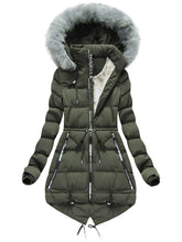 Load image into Gallery viewer, Women&#39;s Mid-length Zipper Hooded Cotton Coat
