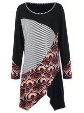 Load image into Gallery viewer, Striped Print Round Neck Long Sleeves Dress
