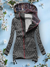 Load image into Gallery viewer, Fashion Zipper Polka Dot Hooded Printed Cotton Jacket

