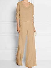 Load image into Gallery viewer, Fashion Simple Casual Loose V-Neck Top Pants Suit
