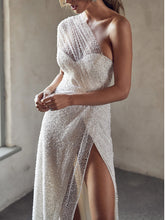 Load image into Gallery viewer, One-shoulder Mesh Long Wedding Dress
