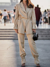 Load image into Gallery viewer, Two-piece Fashion Drawstring Solid Color Ladies Suit
