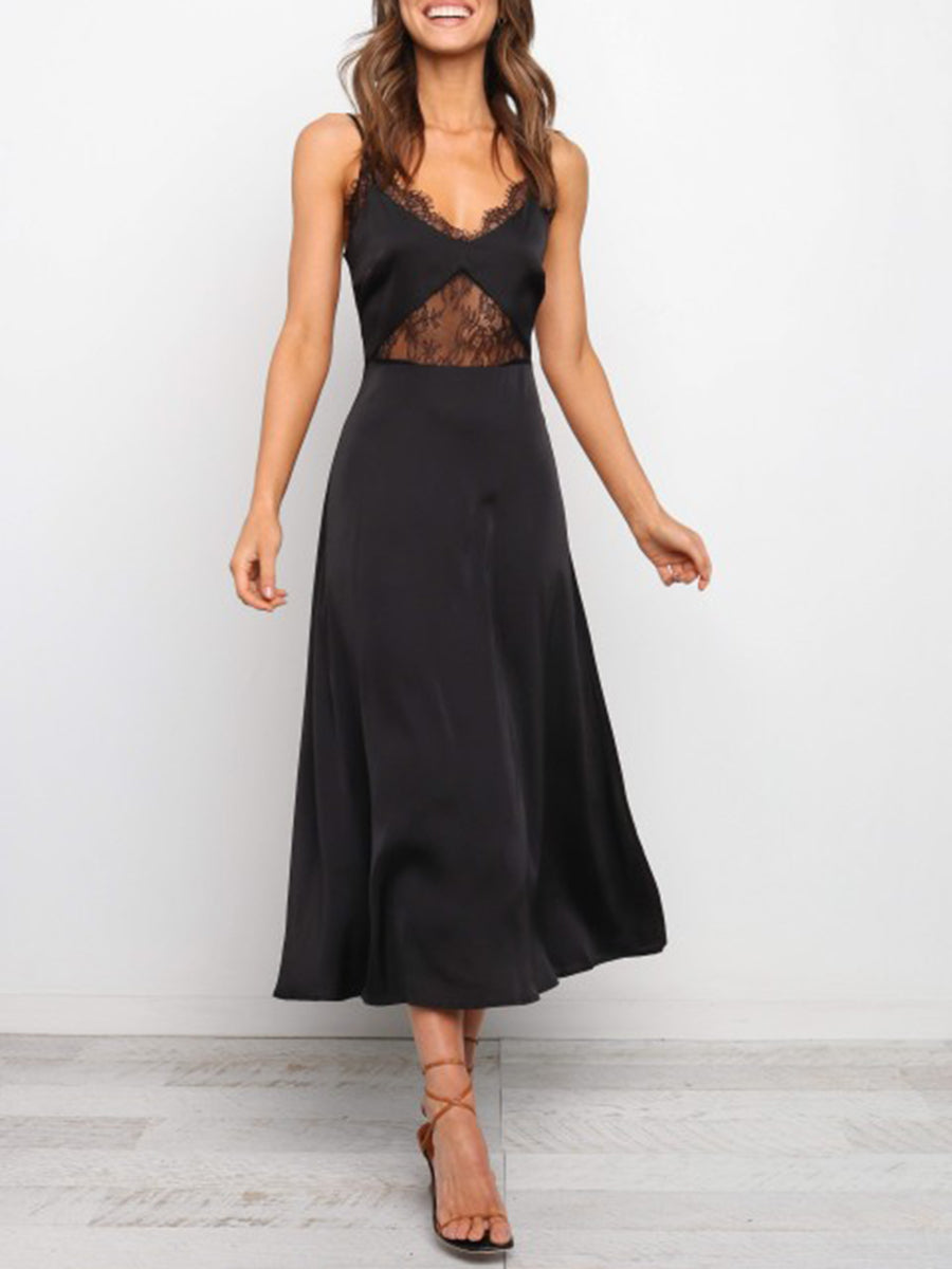 Sexy Sling Lace Midi Dress