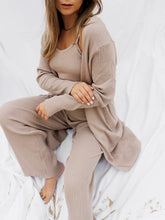 Load image into Gallery viewer, Ribbed Loungewear Co-Ord Three Piece Set
