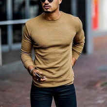 Load image into Gallery viewer, Men&#39;S Fashion Solid Color Round Neck Slim Long Sleeve T-Shirt
