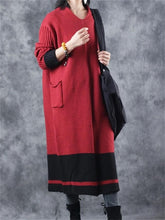 Load image into Gallery viewer, Autumn And Winter Casual Retro Contrast Color Women&#39;S Sweater Dress
