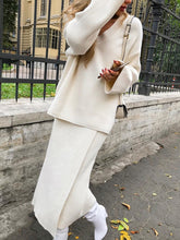 Load image into Gallery viewer, Fashion Long-sleeved V-neck Knitted Casual Two-piece Suit
