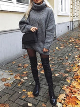 Load image into Gallery viewer, Women&#39;S Fashion Casual High Neck Knitted Sweater Dress
