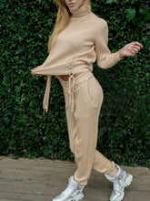 Load image into Gallery viewer, Women&#39;S High Neck Long Sleeve Knitted Two-Piece Suit
