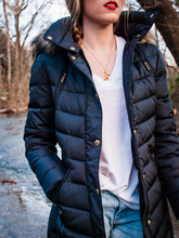 Load image into Gallery viewer, Autumn and Winter Long Zipper Fur Collar Warm Hooded Jacket
