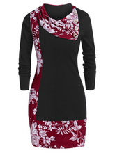 Load image into Gallery viewer, Heaps Collar Flowers Paint Long Sleeve Dress
