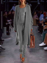 Load image into Gallery viewer, Fashion Round Neck Solid Color Long Sleeve Knitted Three-piece Suit
