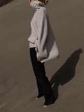 Load image into Gallery viewer, Irregular Hem Turtleneck Casual Loose Knit Sweater
