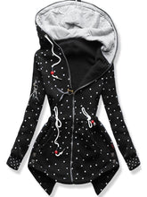 Load image into Gallery viewer, Autumn And Winter Ladies Hooded Polka Dot Drawstring Jacket
