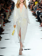 Load image into Gallery viewer, Fashion V-neck Slit Midi Dress
