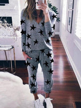 Load image into Gallery viewer, Fashion Star Print Long Sleeve Two-piece Suit

