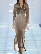 Load image into Gallery viewer, Fashion Casual Solid Color Button Long Sleeve Two-piece Suit
