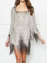 Load image into Gallery viewer, Fashion Fringe Long Sleeve Evening Dress
