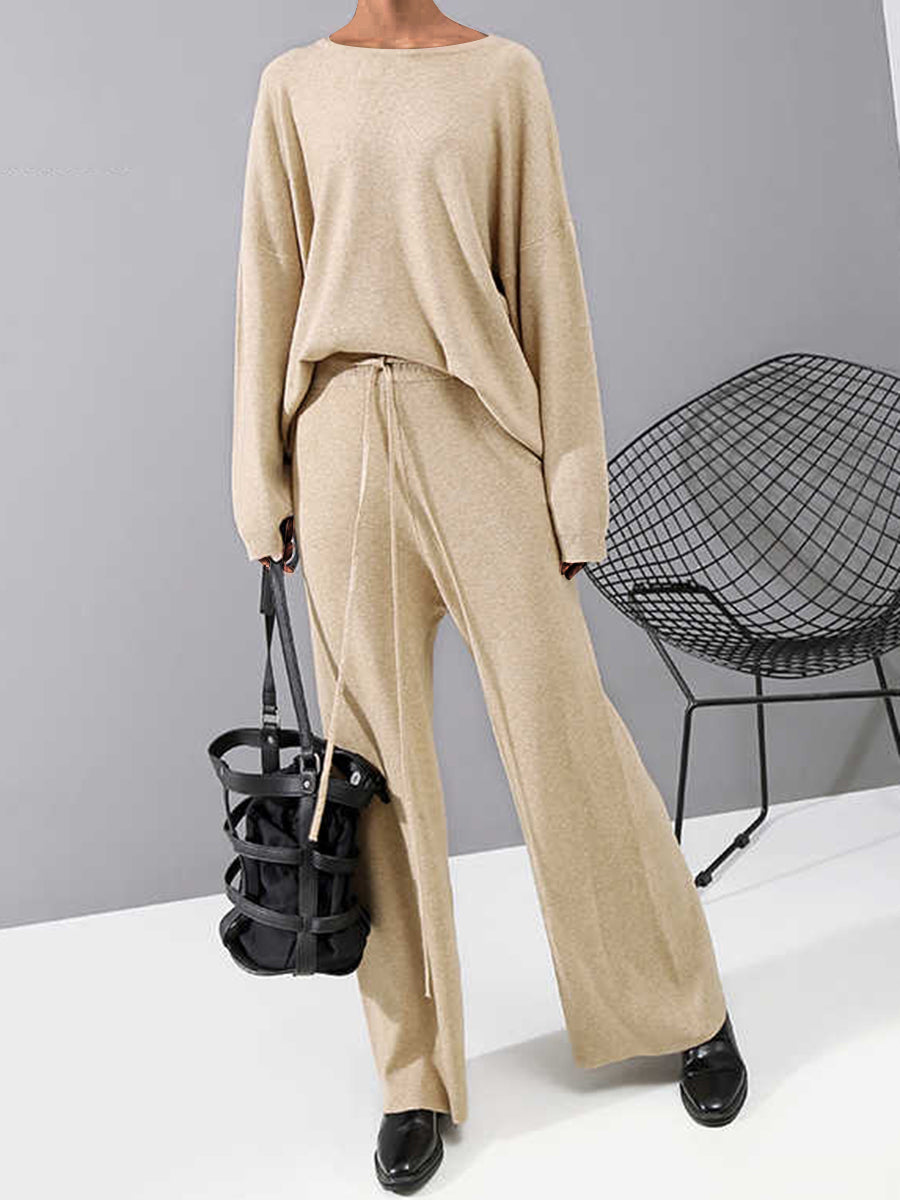Fashion Casual Loose Knit Two-piece Suit