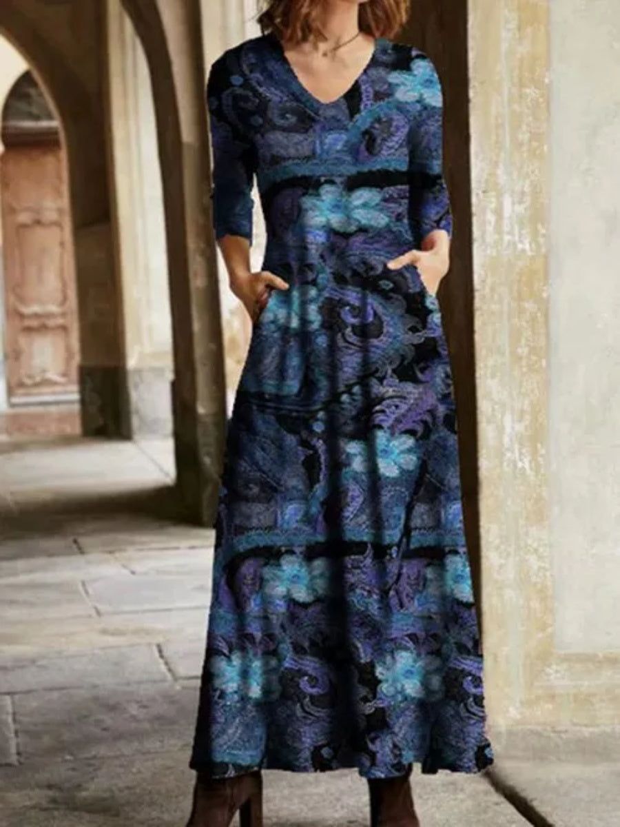 Casual Flower Women'S V-Neck Dress