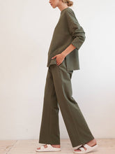 Load image into Gallery viewer, Casual Simple Loose Round Neck Long Sleeve Top Pants Set
