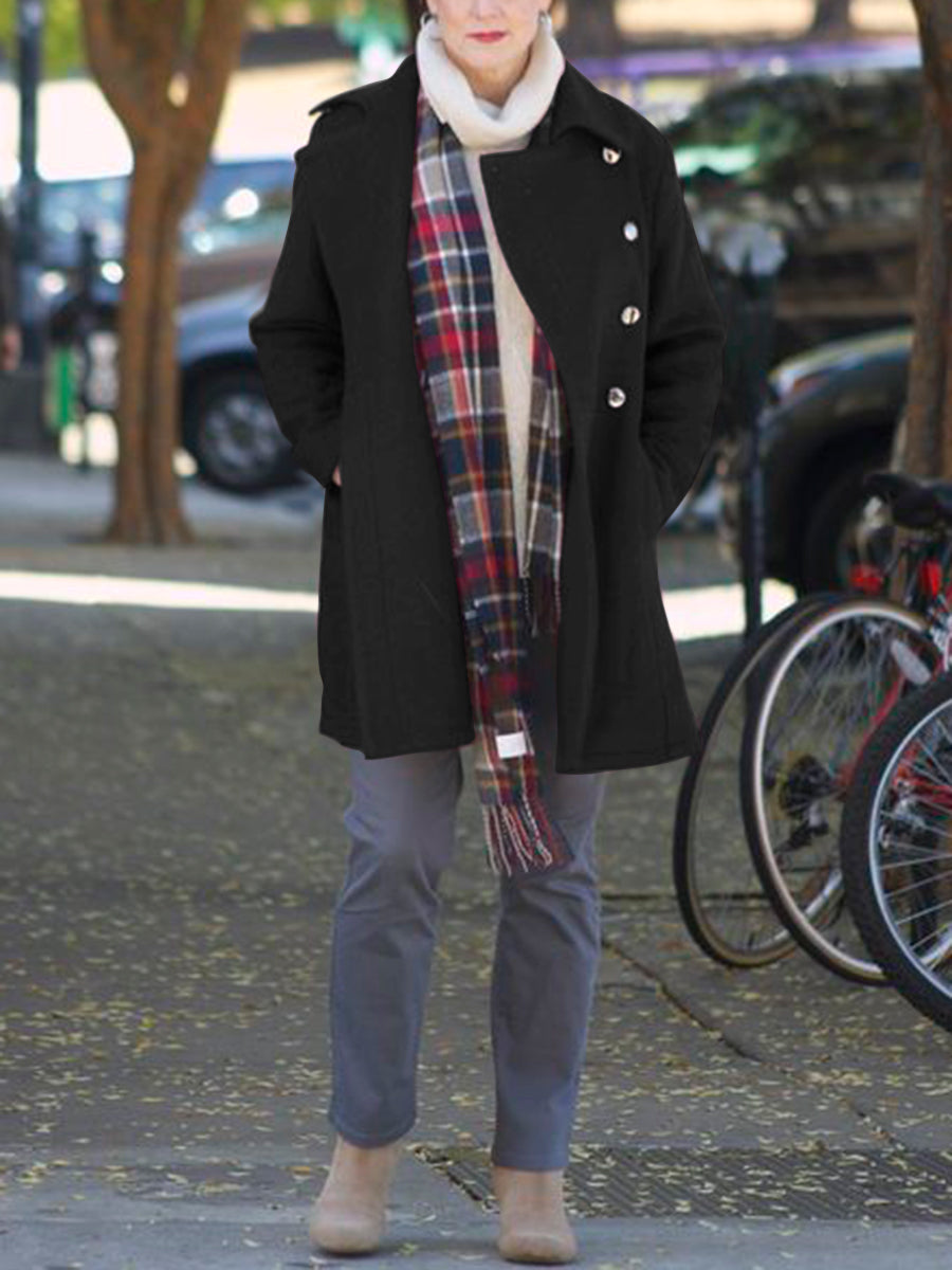 Vintage Mid-length Double-breasted Woolen Coat