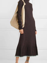 Load image into Gallery viewer, Fashion Solid Color Hem Lace Trim Knitted Dress
