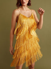 Load image into Gallery viewer, Fashion Fringed V-neck Suspender Mini Dress
