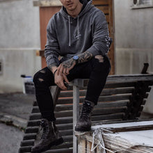 Load image into Gallery viewer, Dark Grey Hoodie Men&#39;S Retro Basic Long Sleeve Sweatshirt
