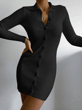 Load image into Gallery viewer, Fashion Casual Long Sleeve Lapel Knitted Dress
