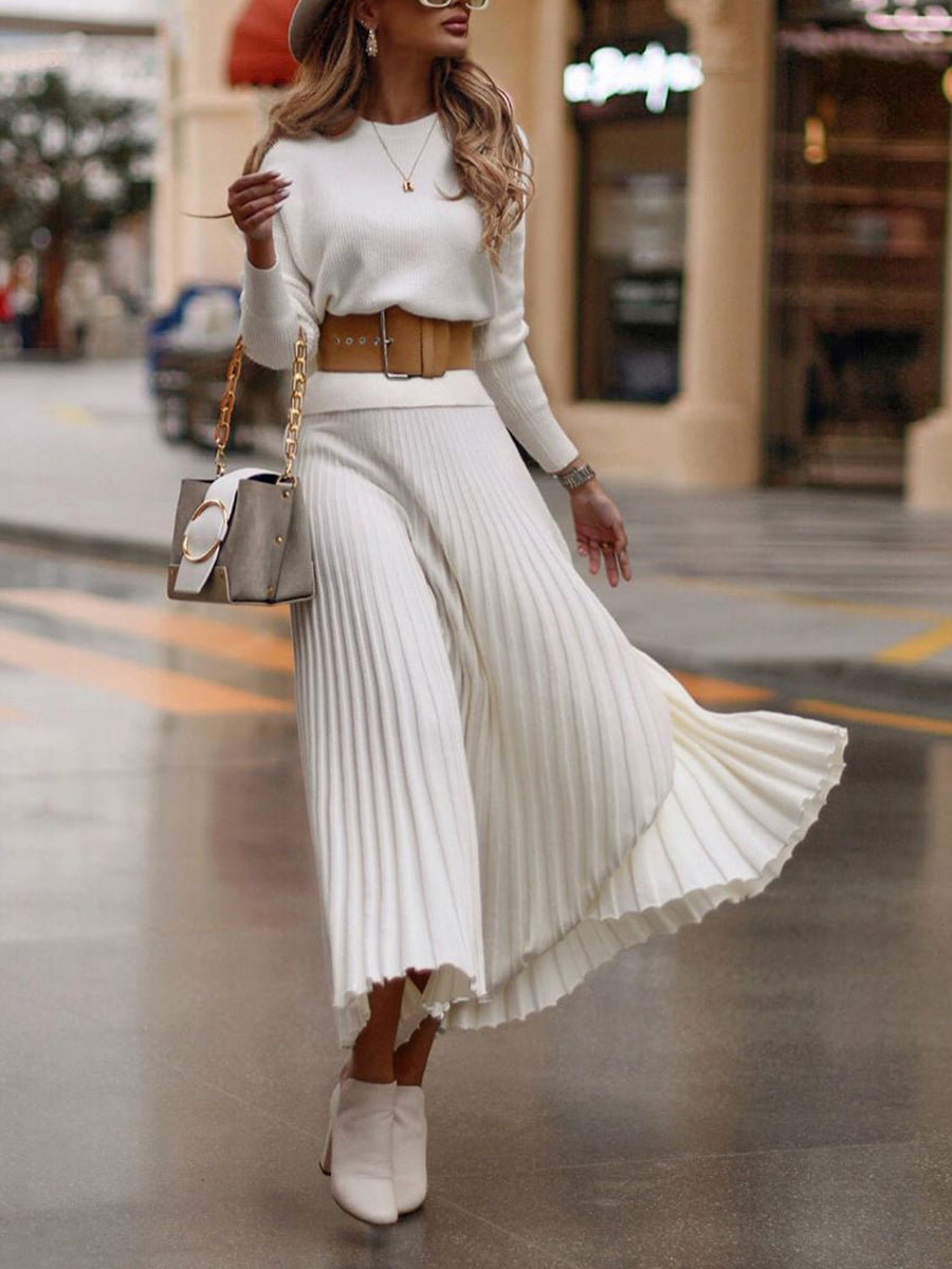 Two-piece Fashion Solid Color Skirt