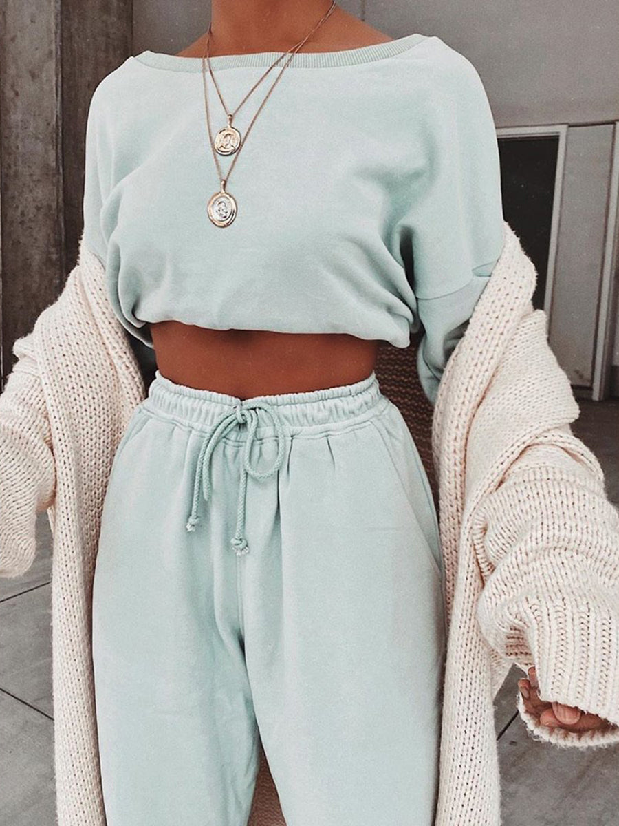 Women'S Solid Color Casual Sports Loose Two-Piece Suit