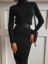 Load image into Gallery viewer, Fashion Casual Knitted Turtleneck Midi Dress
