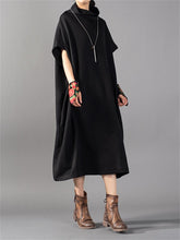 Load image into Gallery viewer, Casual Retro High Collar Half Sleeve Women&#39;S Sweater Long Skirt
