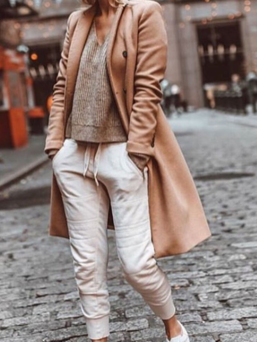 Fashion Lapel Solid Color Cardigan Casual Ladies Jacket