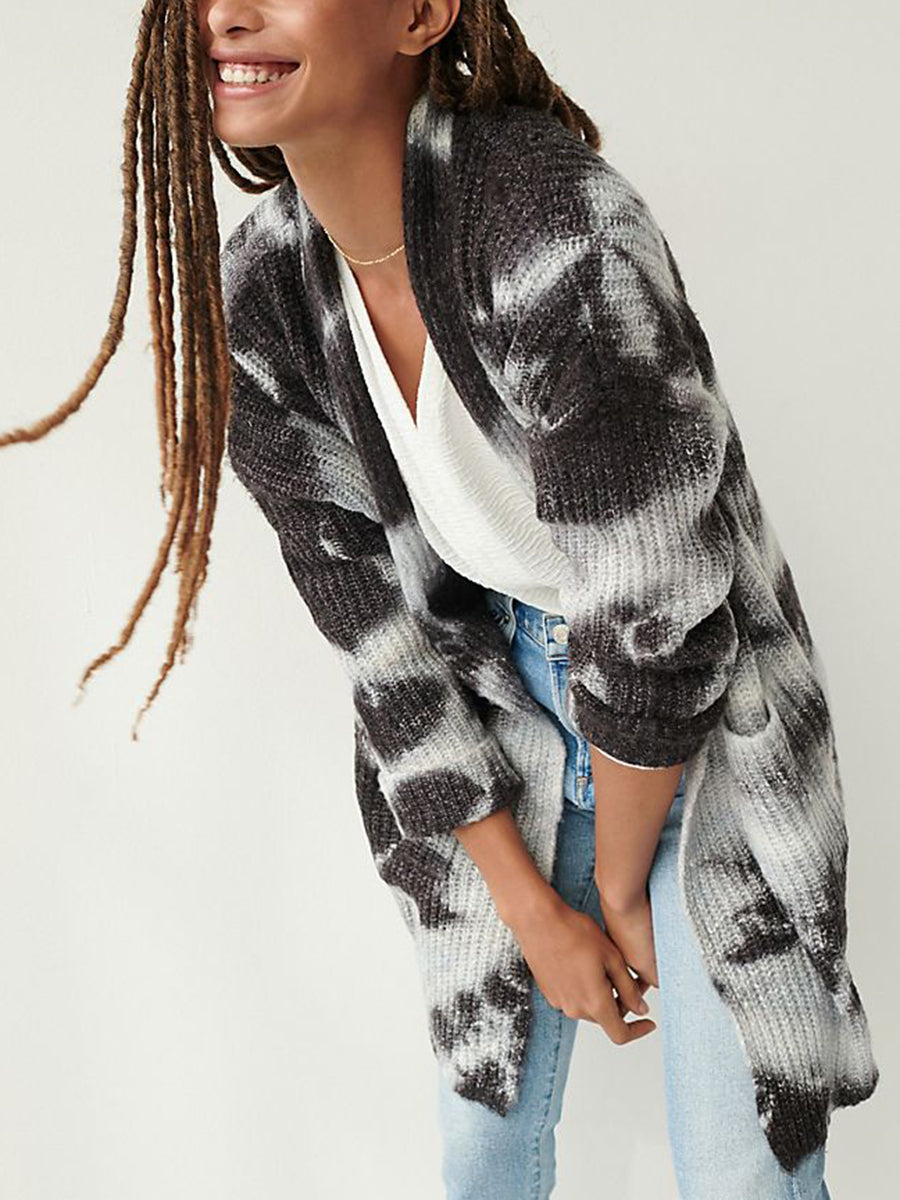 Fashionable Tie-Dye Women'S Sweater Coat