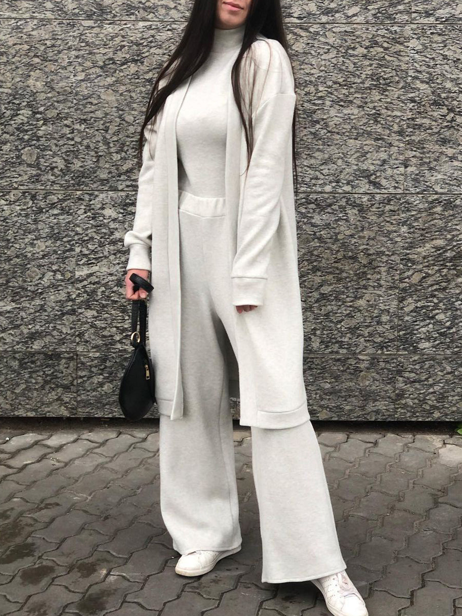 Fashionable Simple And Comfortable Women'S Knitted Three-Piece Suit