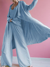 Load image into Gallery viewer, Simple Casual Loose V Neck Blouse Pants Coat Three-Piece Suit
