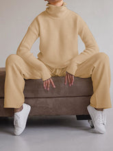 Load image into Gallery viewer, Casual High-neck Knitted Top and Loose Pants Two-piece Suit
